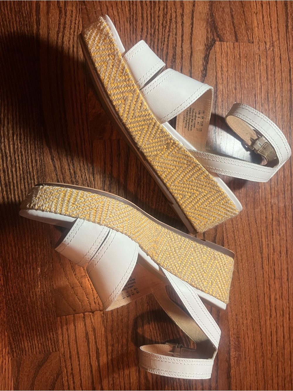 Naturalizer Leather Espadrille Wedge Sandals White Size 10M - Picture 8 of 10